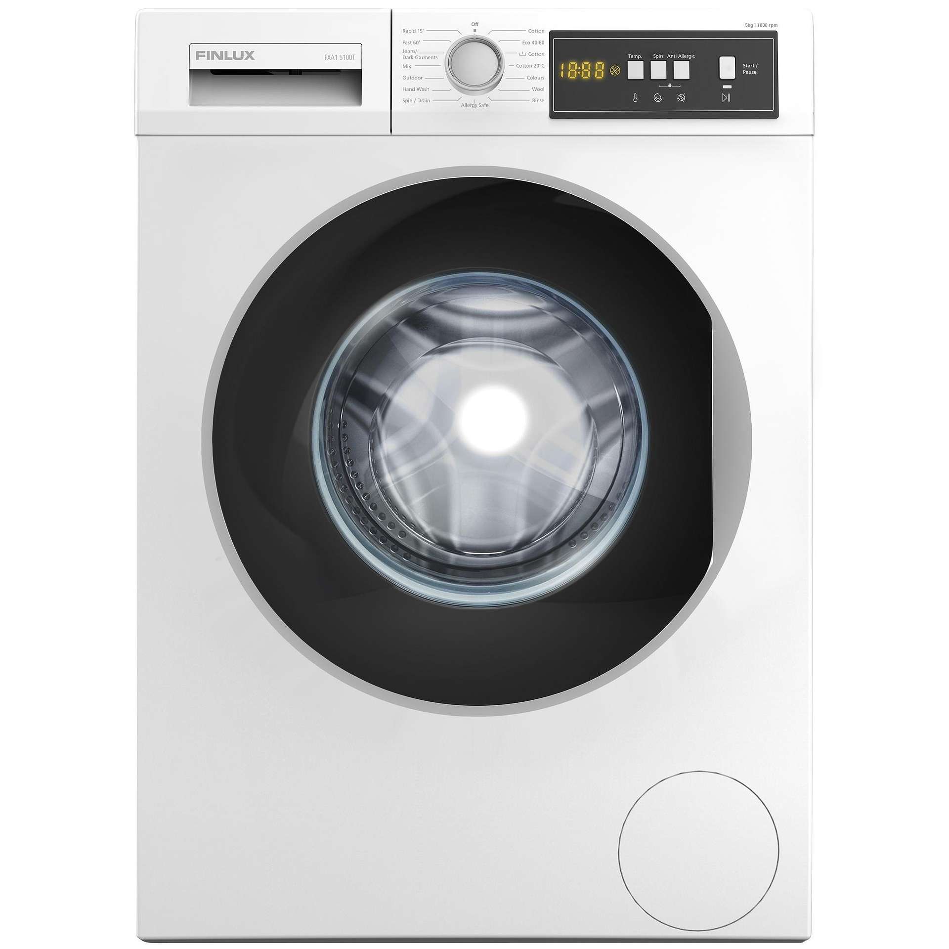 Ревю на Перална машина Finlux FXA1 5100T: 1000 об./мин., клас D
