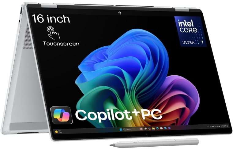 Лаптоп HP OmniBook X Flip 16-as0022nn (Core Ultra 7 256V, 16GB RAM, 2TB SSD): Голямо съхранение в конвертируем 16 инча