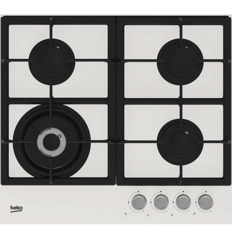 Плот за вграждане Beko HILW64225SW, Газов, 4 котлона, Метална скара, Бял