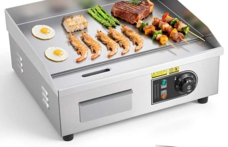 Професионален електрически грил тепаняки, инокс, 2800W, 45×30см, регулируем термостат 50-300C