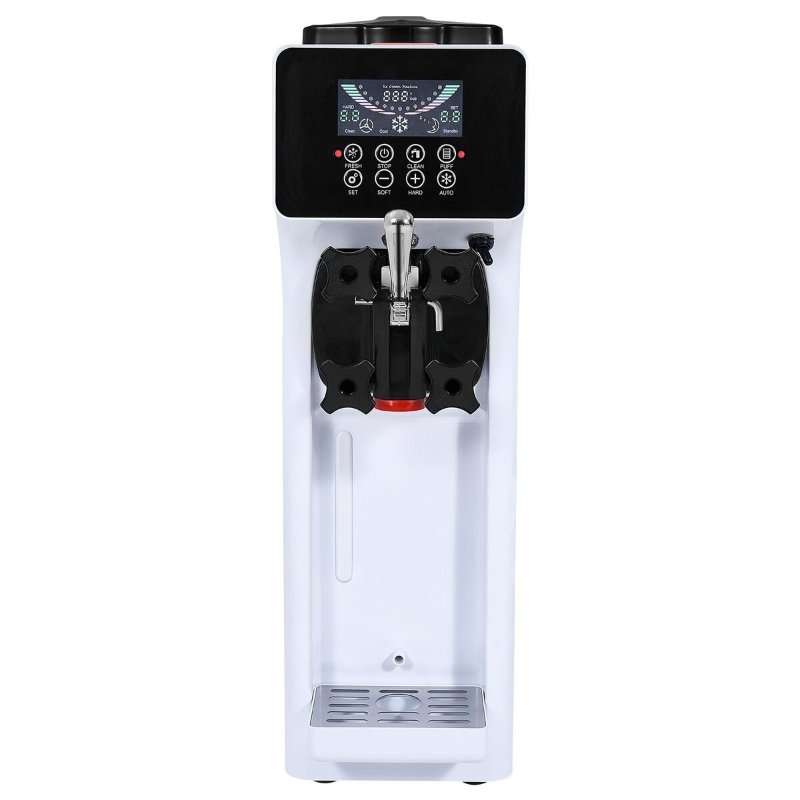 Машина за сладолед, VEVOR, 10л/ч, 4л бункер, 1.6л цилиндър, инокс, 900W