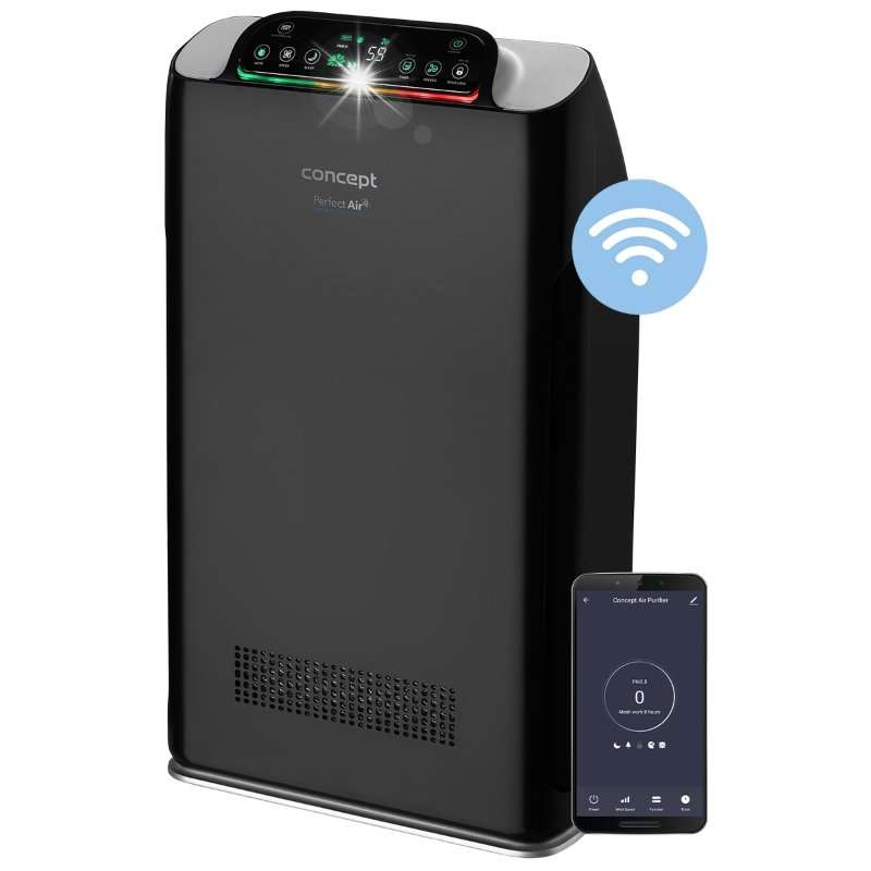 Смарт пречиствател за въздух Concept CA2000, 3 скорости, 320 м3/ч, черен/сребрист, 370x650x195мм