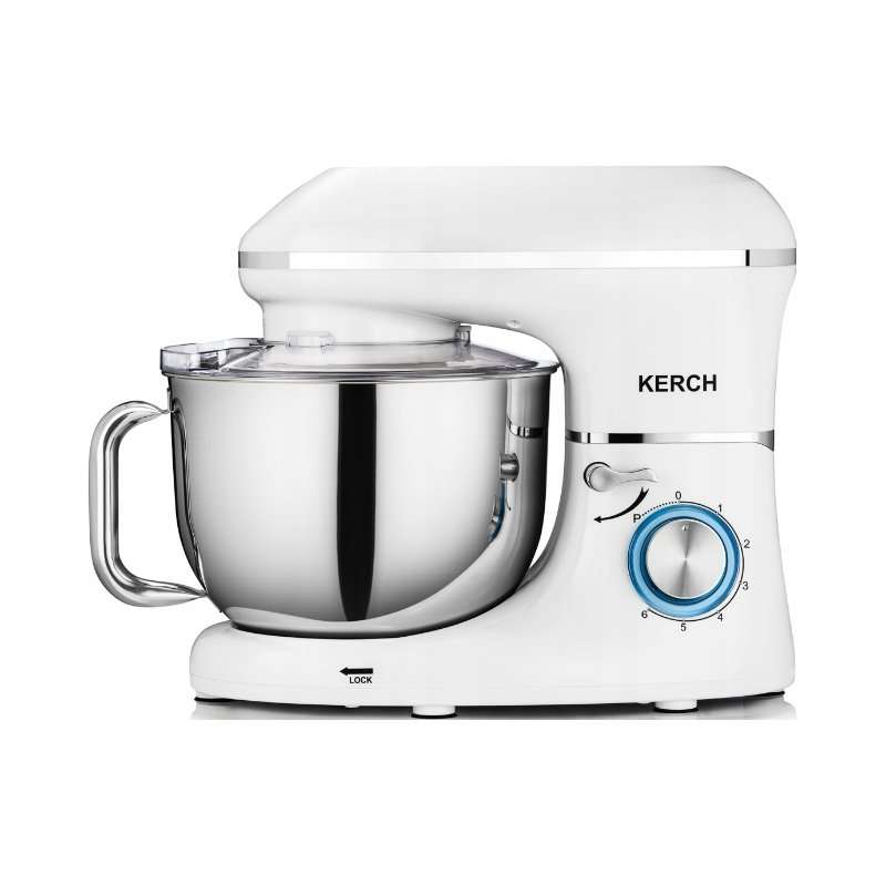 Планетарен робот Kerch MyCHEF WXMNW1V2, 2000 W (пик 4000 W), 6,2 л, Metal Gear, 6 степени + PULSE, купа от неръждаема стомана с дръжка, бял