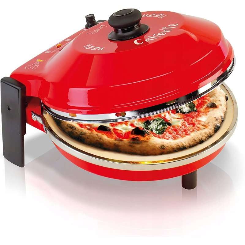 Фурна за пица Spice Caliente, шамотна плоча O32 см, 2 x 1200W, до 400 °C, инокс, включва електронна книга с рецепти, 1 бр.