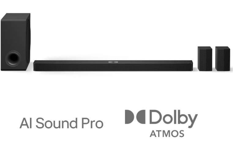 Саундбар LG S95TR, 9.1.5, 810W, Dolby Atmos, Airplay2, Комплект Wireless Surround 6 канала, Subwoofer Wireless, HDMI, USB, Черен