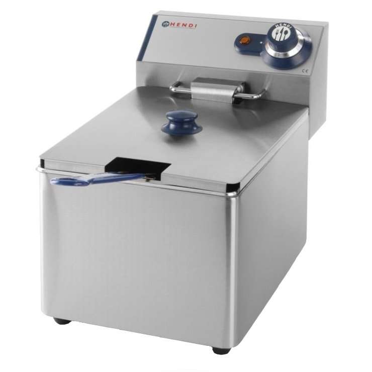 Фритюрник Hendi Blue Line, 2×3500 W, 2×8 л, регулируема температура до 190 °C, термостат, сребрист