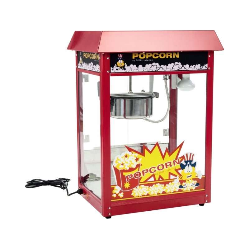 Машина за пуканки Royal Catering RCPR-16E, 1600W, ретро дизайн, червена, пълен комплект