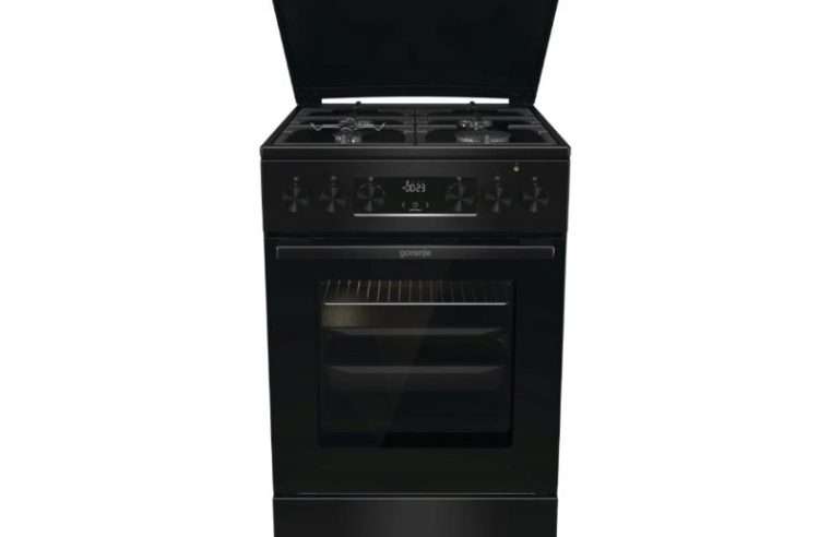 Газово-електрическа готварска печка Gorenje GK5C42BF, 50см, черна, фурна 70л, множество функции