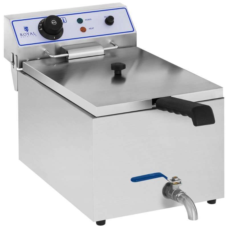 Професионален фритюрник Royal Catering RCEF 15E, 17л, 3000W, инокс, с термостат, пълен комплект