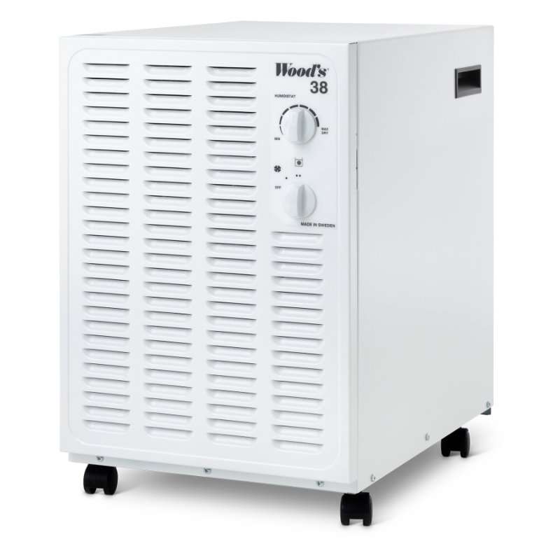 Влагоуловител Wood’s SW-38FW, За гаражи и мазета, Максимална работна площ 140 m², 19 л/24 ч, Въздушен поток 336 m3/h, Произведен в Швеция