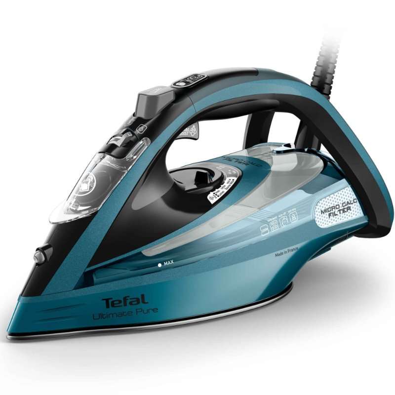 Ютия Tefal Ultimate Pure FV9851, 3200 W, постоянна пара 60 г/мин, допълнителна пара 300 г/мин, бяла