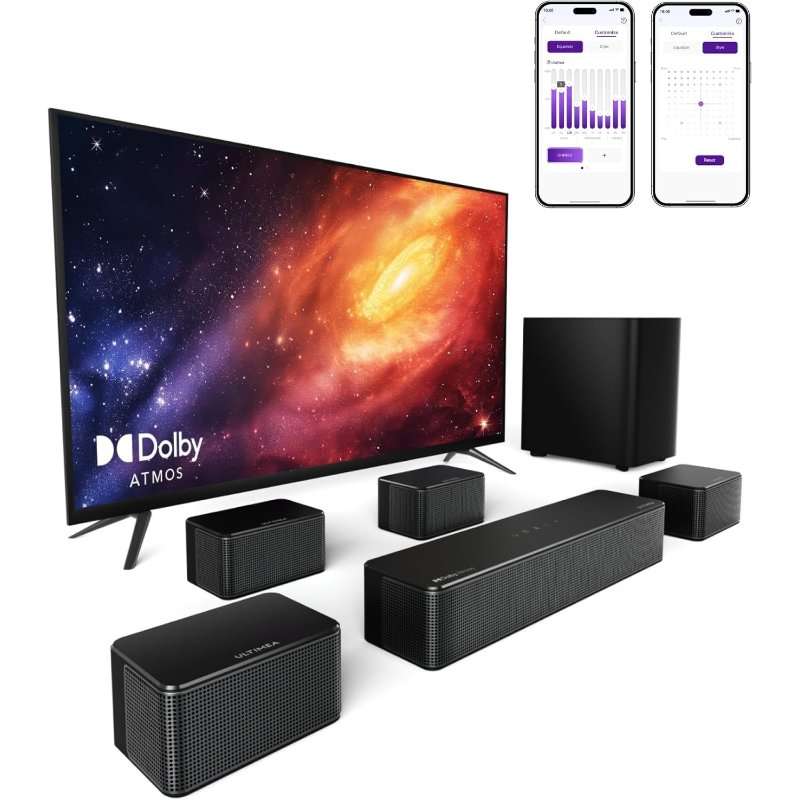 Саундбар ULTIMEA Poseidon D80: 7.1 Dolby Atmos звук, 460 W, безжичен субуфер
