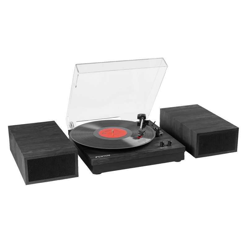 Грамофон Fenton RP165B с Bluetooth и високоговорители 100W, черен, 31.5x33x10см