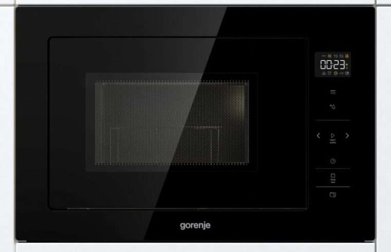 Микровълнова фурна за вграждане Gorenje BM251SG2BG, 25л капацитет, 900W, 15 програми, сензорно управление, черно стъкло