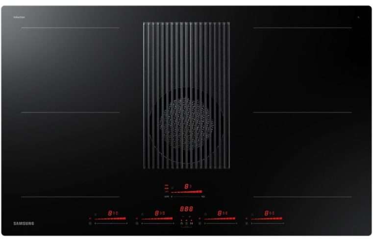 Плот за вграждане Infinite line Samsung NZ84T9747VK/UR, Индукция, Dual Flex Zone, Вграден абсорбатор, 575 м3/ч, Клас A+, 83 см, Черен