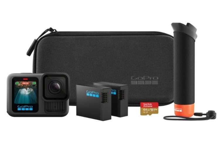 Спортна камера GoPro HERO13 Black, пакет аксесоари Hard Bundle, 5.3K 27MP, HyperSmooth 6.0, черен, комплект