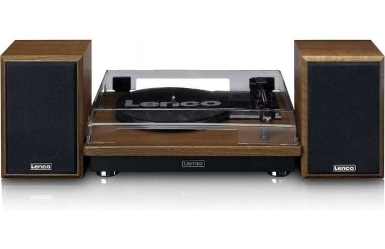 Грамофон, дървен, 33/45/78 RPM, с вградени високоговорители, Bluetooth