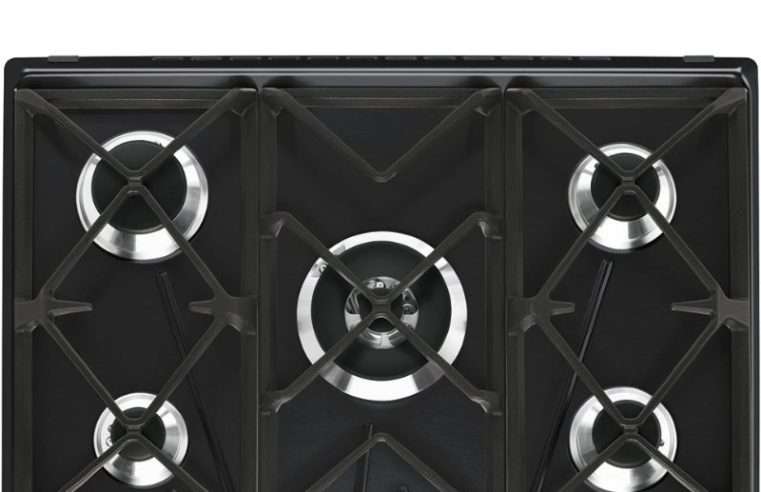 Котлон за вграждане Smeg SR975NGH, Природен газ, 5 зони за готвене, 68.5 см, Ултра бърза горелка, Черен