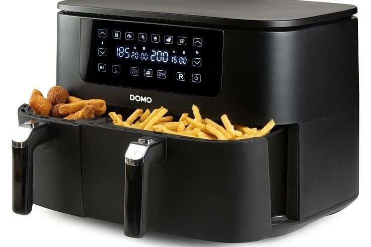 Фритюрник с горещ въздух Domo DO546FR, двоен, 3+6L, черен, 43,8×36,2×30,9см