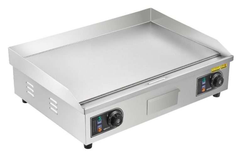 Електрически грил VEVOR, 655×400мм, 4000W, регулируема температура 50-300C, неръждаема стомана, комплект с 2 шпатули и 2 четки
