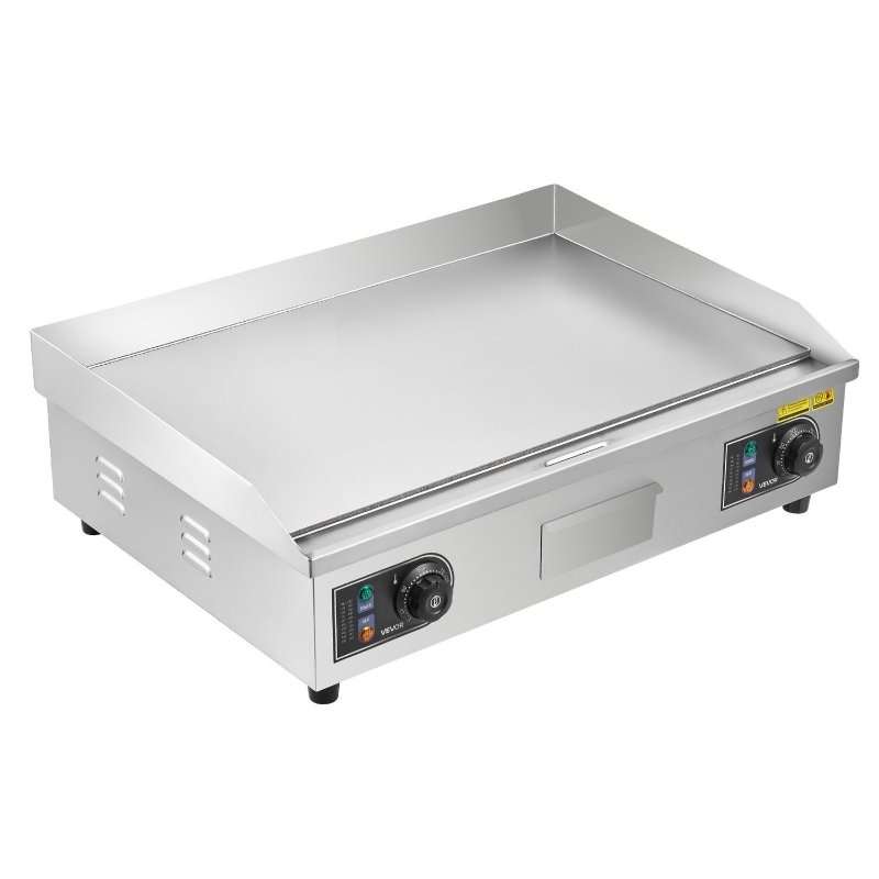 Електрически грил VEVOR, 655×400мм, 4000W, регулируема температура 50-300C, неръждаема стомана, комплект с 2 шпатули и 2 четки