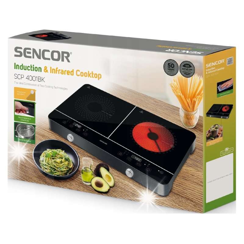 Електрически котлон Sencor SCP 4001BK, 2 зони, черен, 58×35см