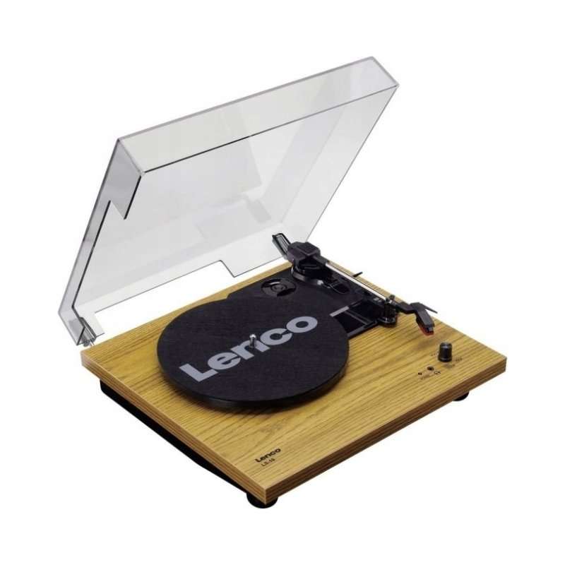 Грамофон Lenco LS-10, двоен високоговорител, кафяв, 10.5×32.8×31.5см
