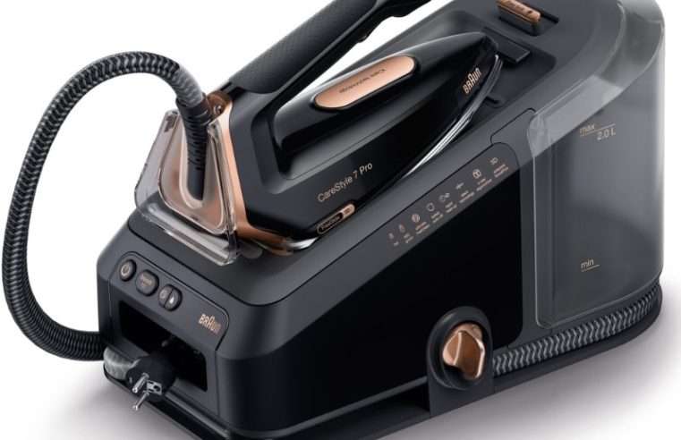 Парогенератор Braun CareStyle 7 Pro IS7286BK, 2400W, 8 бара, Променлива пара 190 г/мин, Парна струя 650 г/мин, Резервоар 2 л, Технология iCare, Технология FreeGlide 3D, Плоча EloxalPlus, Черен