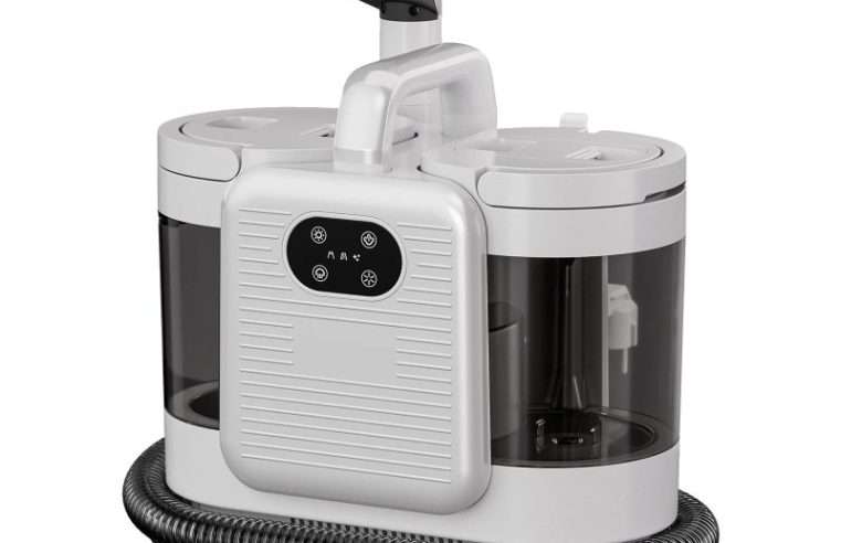 Aparat de curatat cu abur portabil C988, 1650W, rezervor 1.6L curat / 0.95L murdar, autonomie 25–30 min, presiune abur 15 kPa, incalzire 30 s, alb/ negru