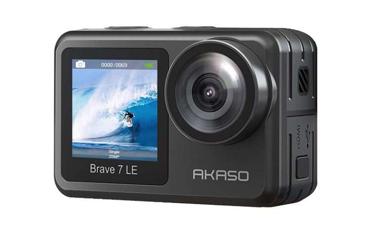 Спортна видео камера 4K Akaso Brave 7 LE, Wifi 30FPS, с двоен екран, дистанционно управление, водоустойчив IPX7, 2 батерии 1350 mAh и тъчскрийн