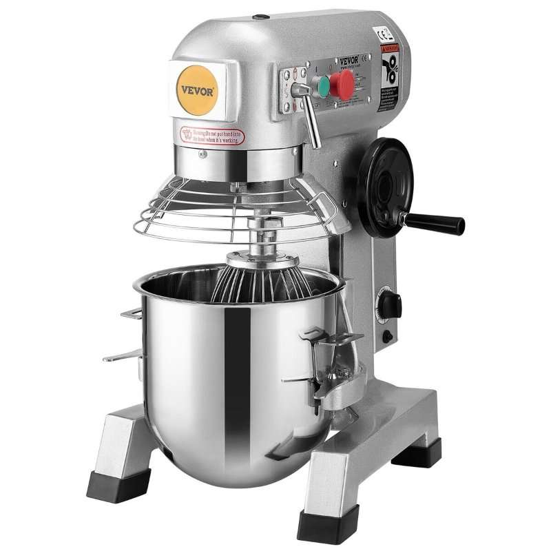 Търговски миксер VEVOR 18.7L, 3 скорости, 1100W, сребрист, 533x462x780mm