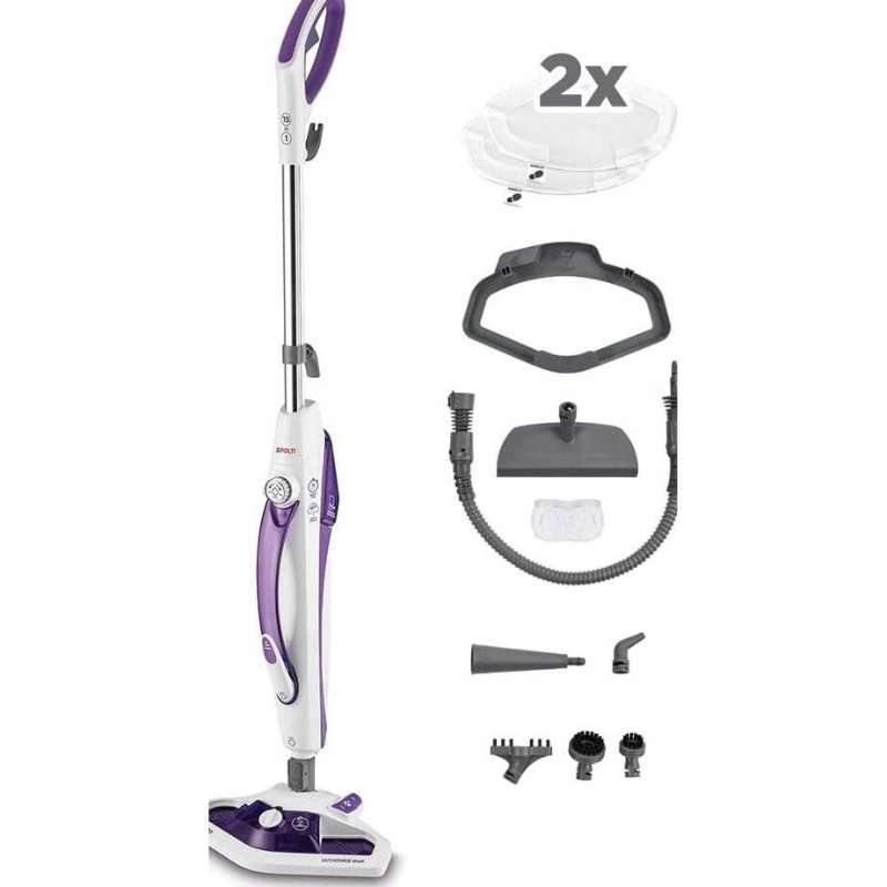 Парочистачка 2-в-1 1CY12MQ0A, 1500 W, старт за 15 сек, резервоар 0,3 L, дезинфекцира 99,9%, бял/лилав