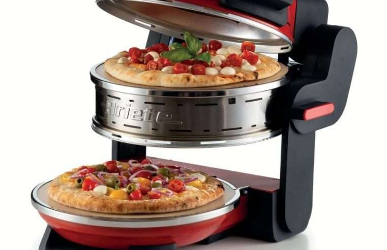 Двойна фурна за пица Ariete PIZZERIA 0927/00, 2300W, 32 см, 2 термостата до 400C, 5 нива, 2 каменни плочи, Незалепващо покритие, Червен