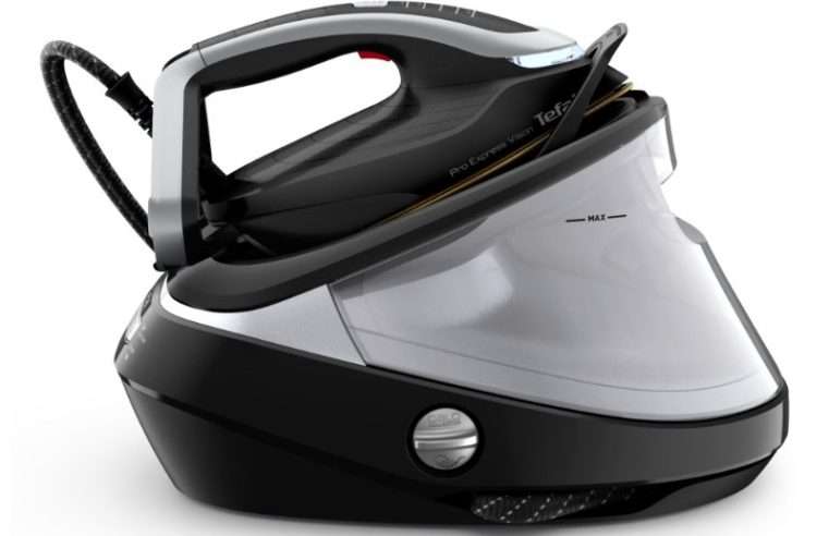 Ютия за гладене под високо налягане Pro Express Vision Tefal GV9821E0, Smart LED Vision, 3000 W, 180 g/min, 9 бара, 800 g/min, технология Smart Steam, тиха технология, колектор за котлен камък, черен/сребрист