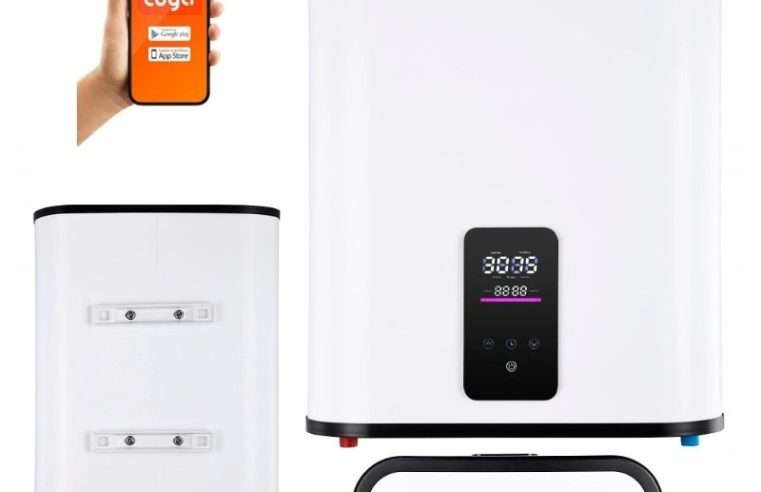 Бойлер електрически Warmtec BP50 50л 2000W Wi-Fi тънък бял 52.5x28x66.5см