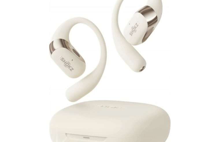 Безжични слушалки Shokz OpenFit 2, отворени, бежови, 9.4g, IP55, 48ч живот на батерията