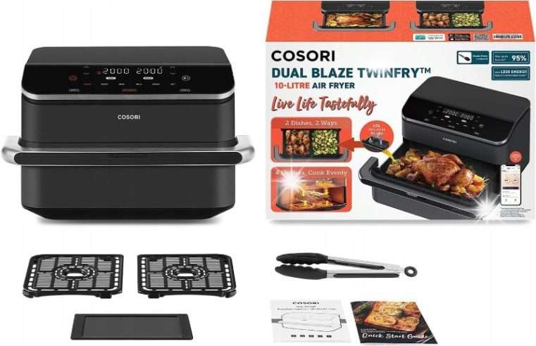 Фритюрник с горещ въздух Cosori Dual Blaze TwinFry 10л черен 51,8×33,8×31,3см