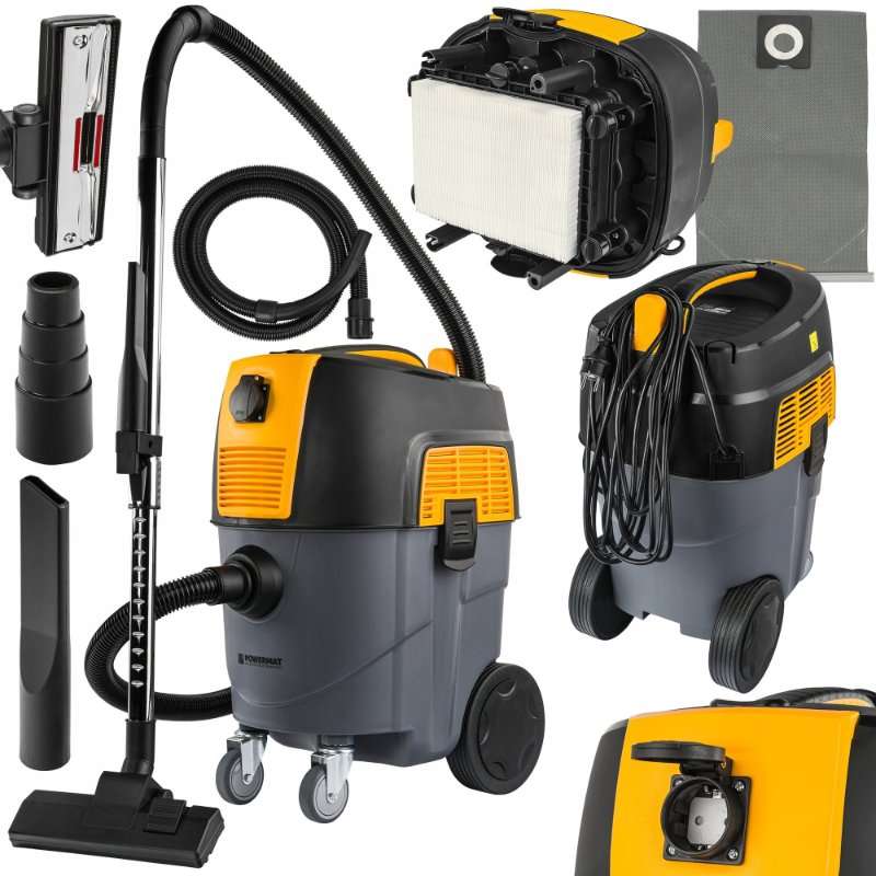 Индустриална прахосмукачка Powermat PM-OD-1600T-PRO, 1600W, 30L, HEPA филтър, комплект аксесоари