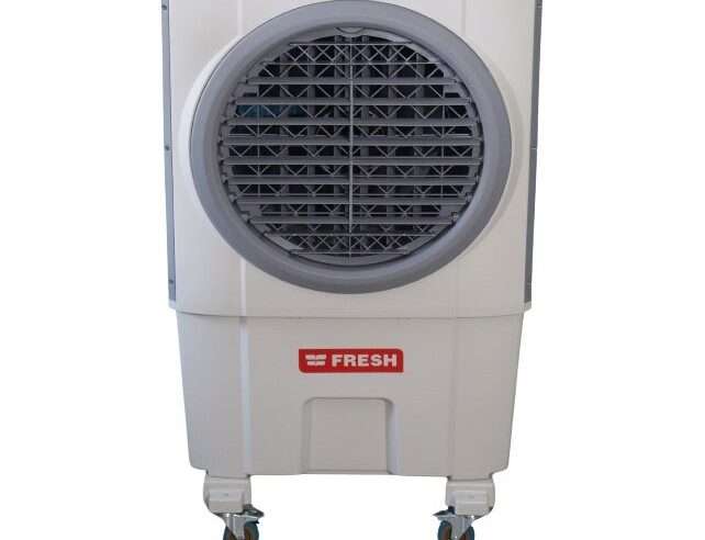 Въздушен охладител SMART 60L, 69 x 43 x 117 см, 7000 м³/ч, 210W, резервоар 60L, 3D охлаждане, SWING, автоматично подаване на вода или ръчно, 3 настройки на скоростта, мобилен, с колелца за движение, за 55 м², за вътрешна/външна употреба, бяло-сив