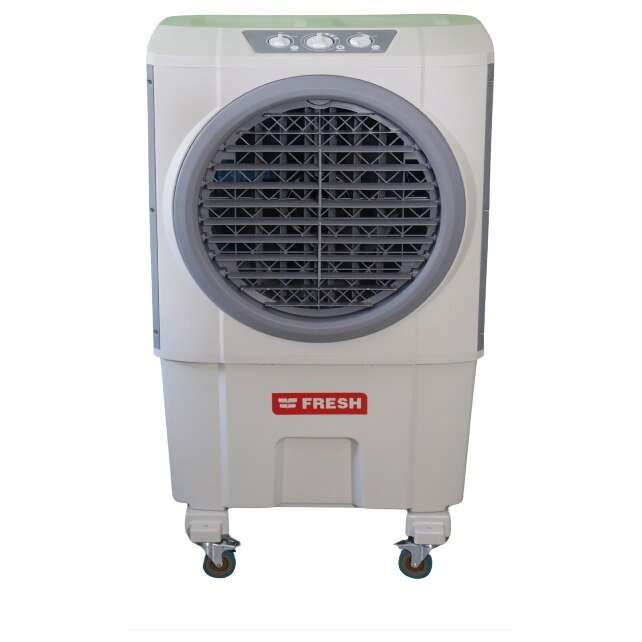 Въздушен охладител SMART 60L, 69 x 43 x 117 см, 7000 м³/ч, 210W, резервоар 60L, 3D охлаждане, SWING, автоматично подаване на вода или ръчно, 3 настройки на скоростта, мобилен, с колелца за движение, за 55 м², за вътрешна/външна употреба, бяло-сив