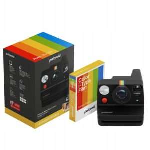 Незабавен фотоапарат Polaroid Now+ Gen 3, бял, комплект с 8 цветни филма, размери 15,02x11,22x9,6см
