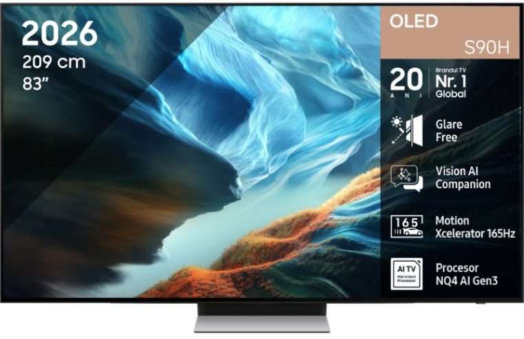 Телевизор SAMSUNG OLED 83S90H, 83″ (209 см), Smart, 4K Ultra HD, 165 Hz, Клас F (Модел 2026)