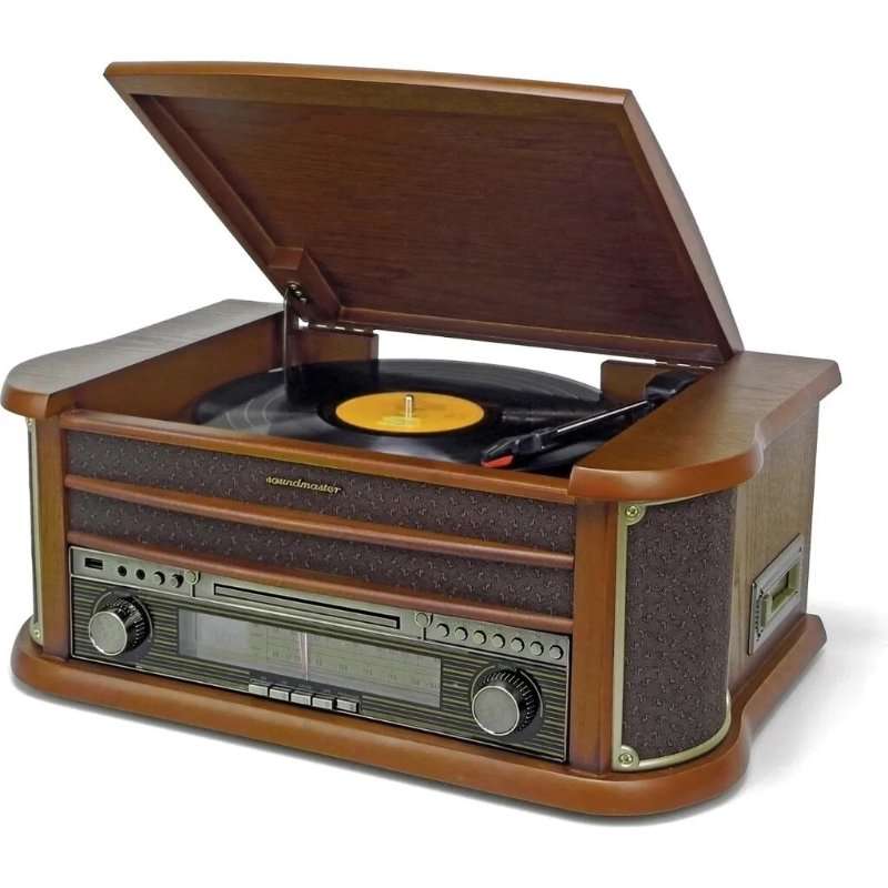 Аудио система Soundmaster NR560, ретро, Bluetooth, USB, кафяв цвят
