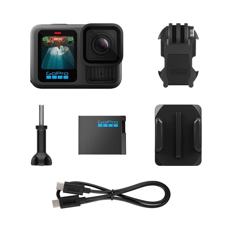Спортна камера GoPro HERO13 Black, екшън камера, 5.3K60/4K120/2.7K240 видео, 27 Mpx снимки, стабилизация HyperSmooth 6.0, GPS, водоустойчивост 10 м, черна