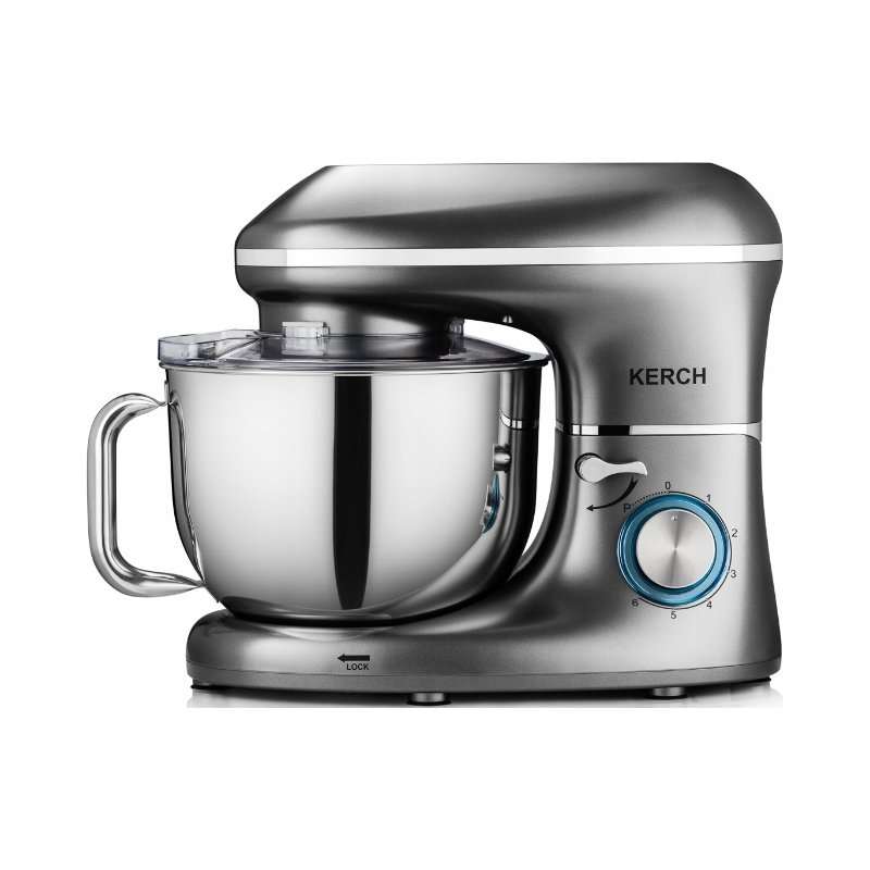 Кухненски робот Kerch MyCHEF YS4B0NHKPEMQ, 2000 W номинална / 4000 W пикова, Metal Gear, 6 скорости + PULSE, купа от неръждаема стомана 6,2 L, металик сив