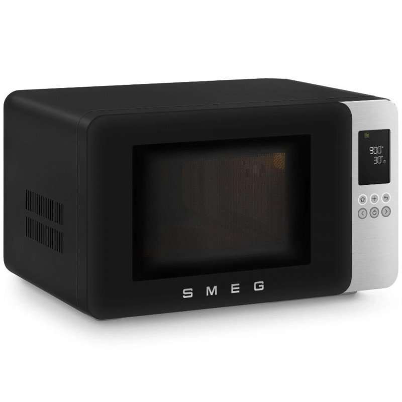 Микровълнова фурна с грил 4в1 SMEG Collezione MOC01BLMEU, 1900W, 29 л, 18 програми, Плавно затваряне, Звуков сигнал, LCD, Черен мат