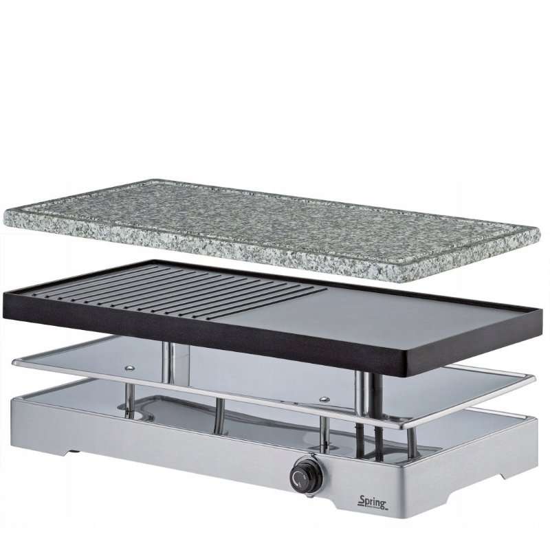 Електрически грил Spring, модел RACLETTE8 CLASSIC DUO, комплект за 8 души, 2 плочи, гранит и алуминий, 42,5×21,5×14,5см