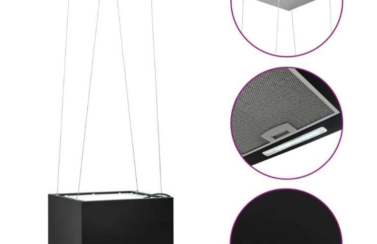 Висящ аспиратор остров vidaXL, LCD сензор, 37х37х136,5 см, прахово боядисана стомана
