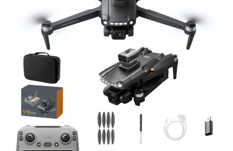 Дрон V198 MAX 8K GPS лазер, 3000 м, 30 минути полет, 50x увеличение, бял, пълен комплект
