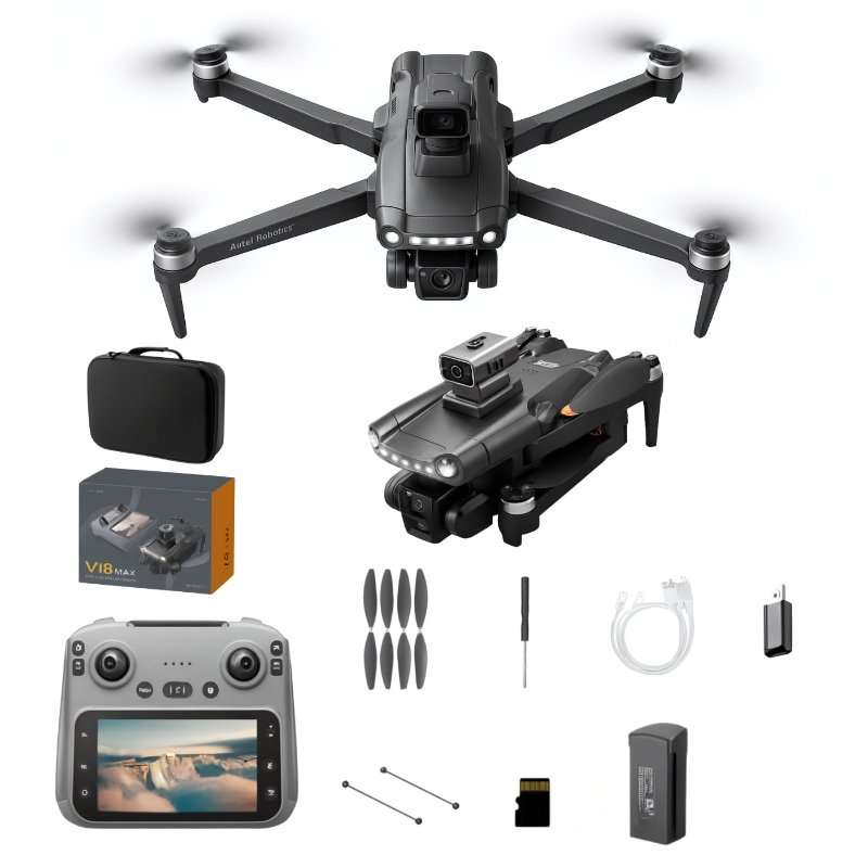 Дрон V198 MAX 8K GPS лазер, 3000 м, 30 минути полет, 50x увеличение, бял, пълен комплект